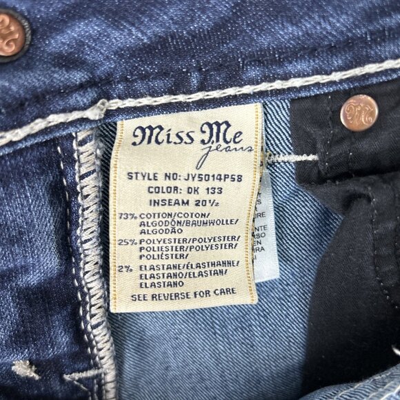 Miss Me Jeans Womens 27 Signature Cuffed Capri Embroidered Thick Stitch Bling - Picture 13 of 14